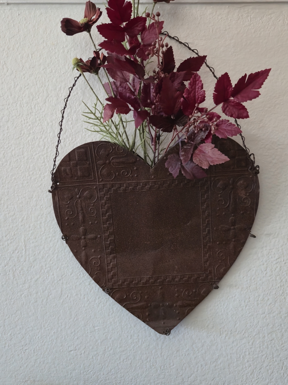 Primitive Distressed Metal Heart Wall Decor Envelope Pocket